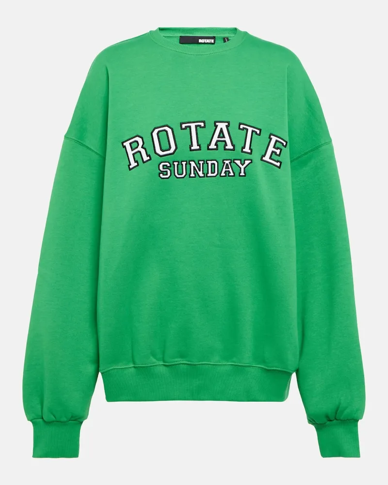ROTATE Birger Christensen Felpa Iris in cotone con logo Verde