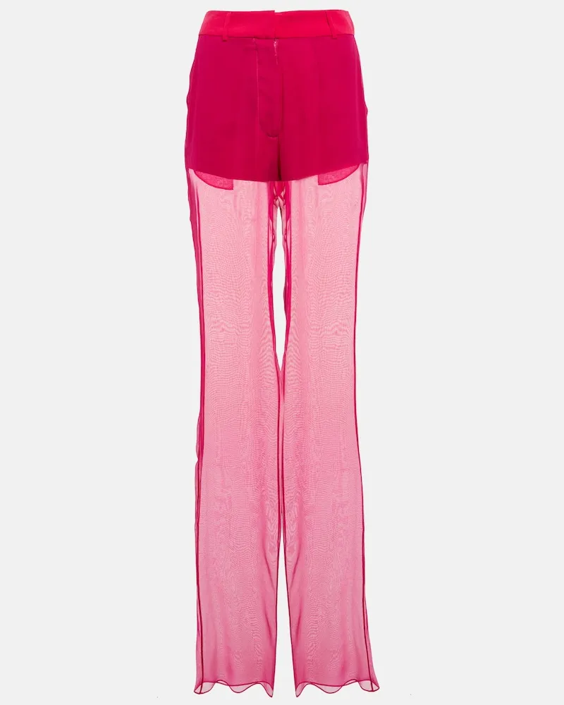Nensi Dojaka Pantaloni a gamba larga in seta Rosa