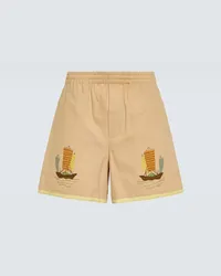 BODE Shorts in cotone con ricamo Beige