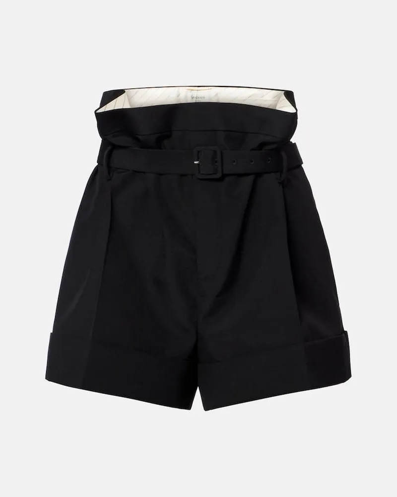 Saint Laurent Shorts in mohair e lana con cintura Nero