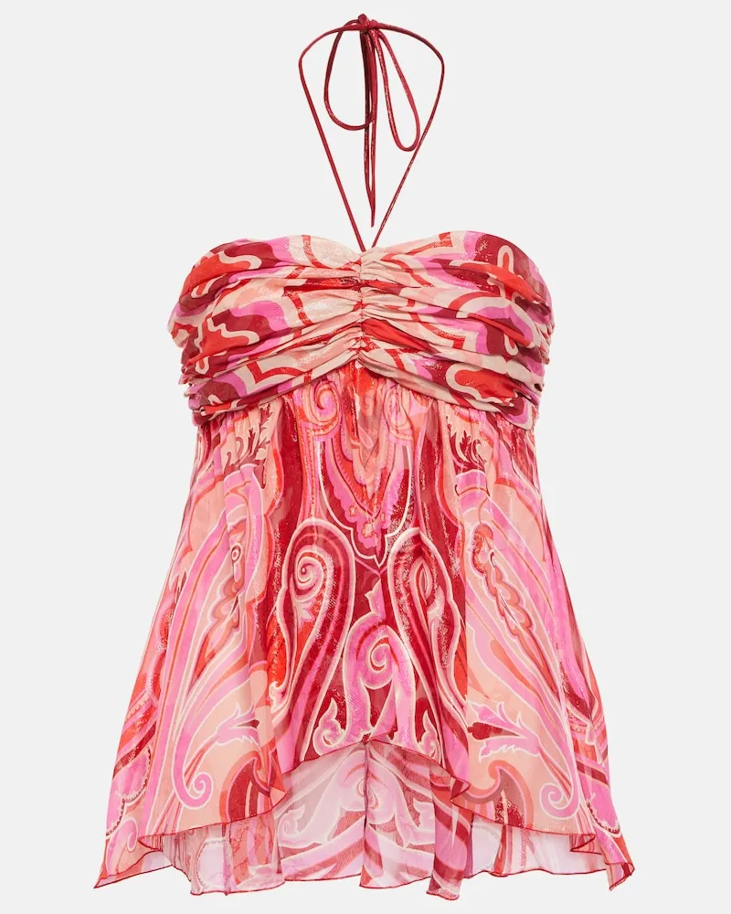 Etro Top in misto seta con scollo allâamericana Multicolore