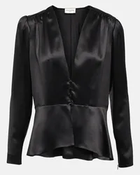 Saint Laurent Blusa in raso di seta Nero