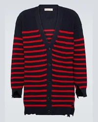 Marni Cardigan in lana vergine a righe Blu