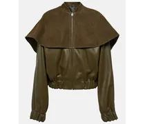 Bomber in pelle con suede