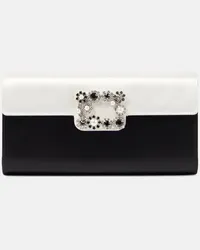 Roger Vivier Clutch Flower Strass in raso Bianco