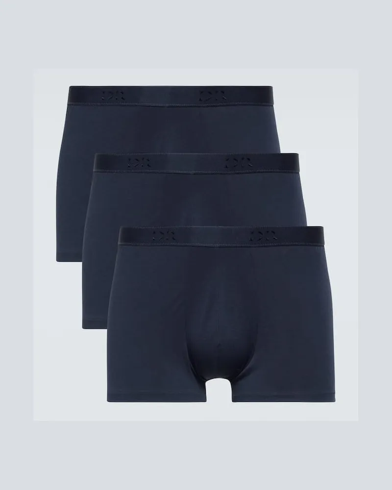 Sunspel Set di 3 boxer in misto cotone Blu
