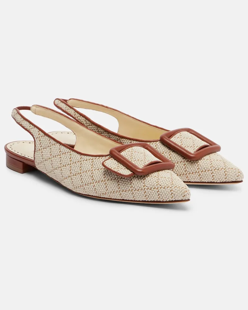 Manolo Blahnik Ballerine slingback Maylura effetto rafia Beige