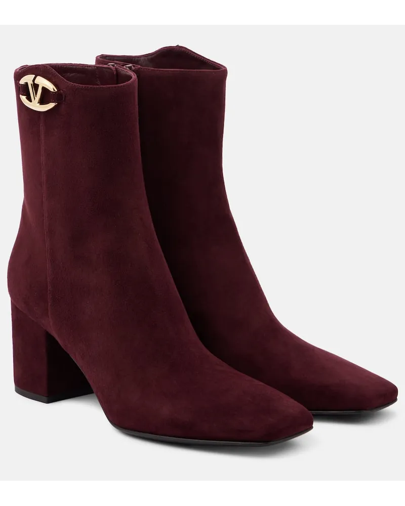 Valentino Garavani Stivaletti VLogo The Bold Edition in suede Borgogna