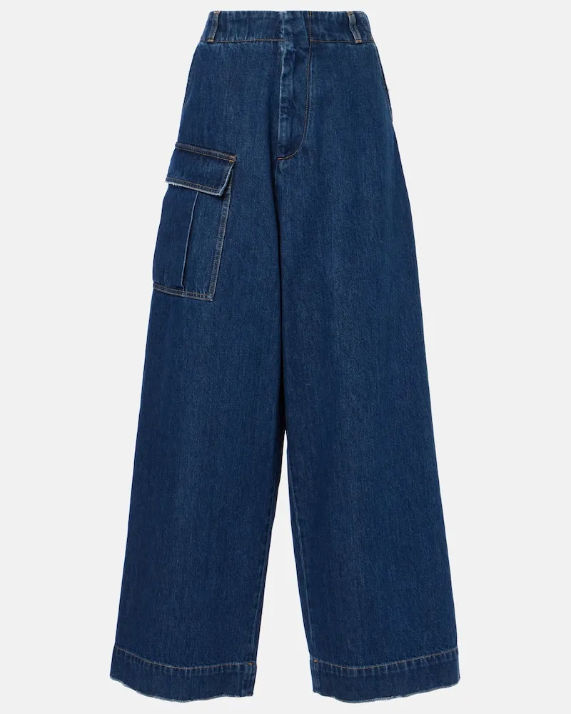 PLAN C Jeans a gamba larga e vita media Blu