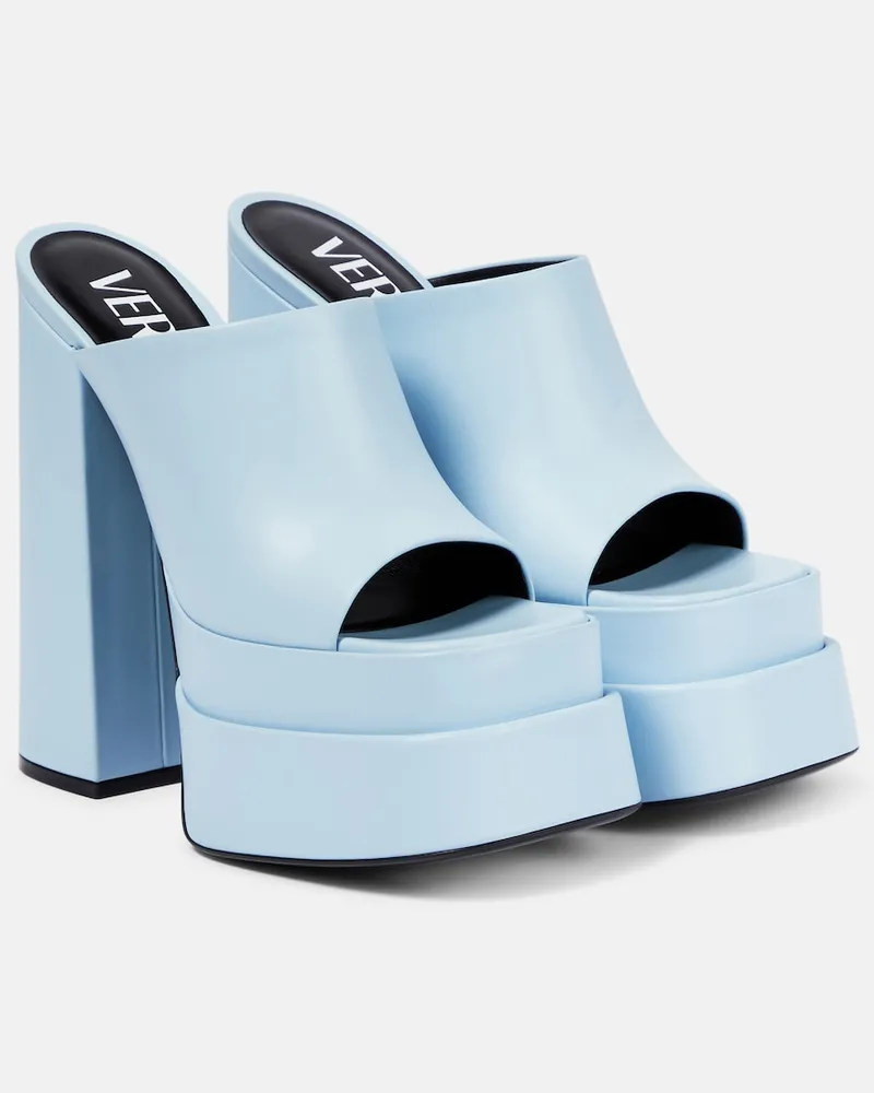 Versace Sandali in pelle con plateau Blu
