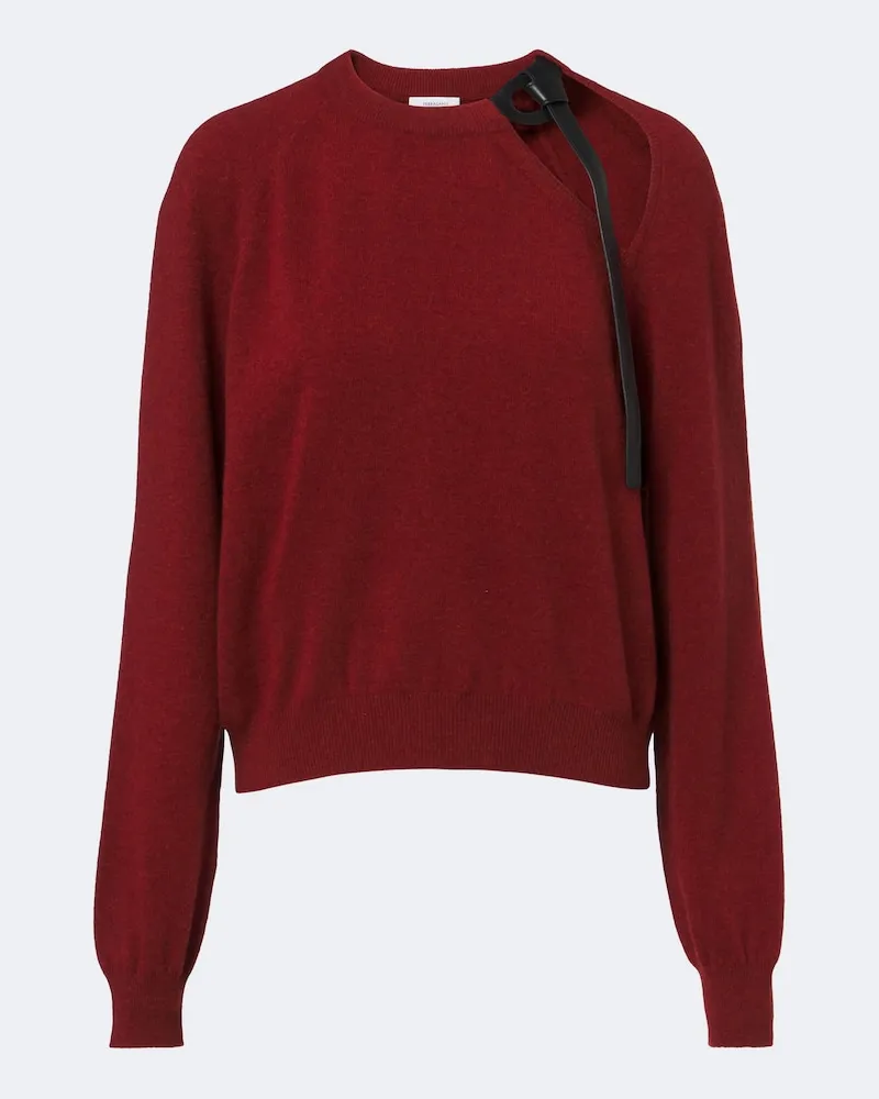 Ferragamo Pullover in misto lana e cashmere cut-out Rosso