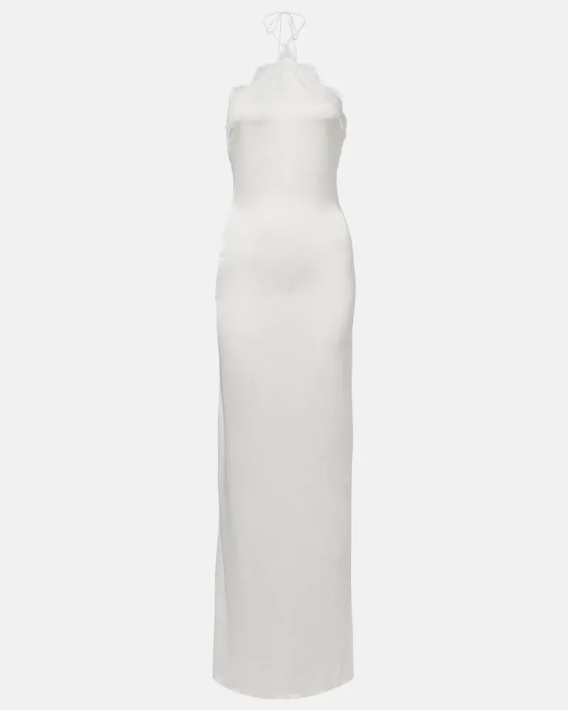 Oséree OsÃ©ree Sposa â Abito lungo in satin con pizzo Bianco