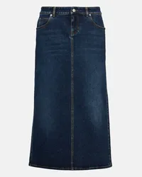 Alexander McQueen Gonna midi di jeans Blu