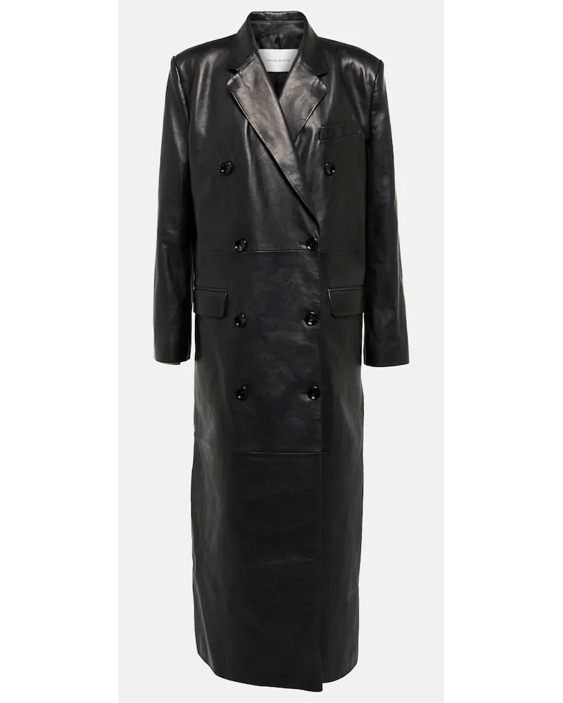Magda Butrym Cappotto doppiopetto in pelle Nero