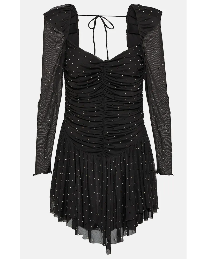 ROTATE Birger Christensen Miniabito in tulle decorato con volant Nero