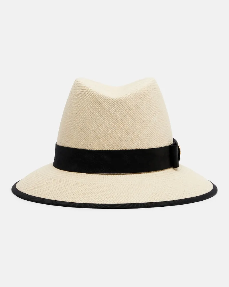 Valentino Garavani Cappello Panama VLogo in paglia Beige