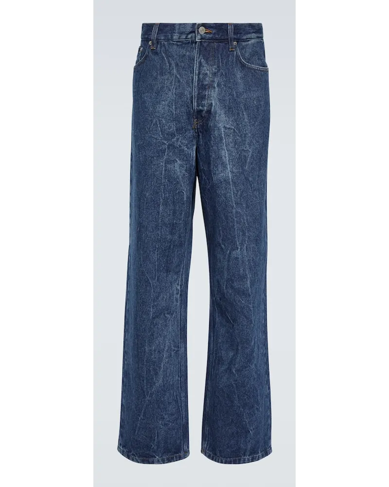 Dries van Noten Jeans a gamba larga Blu