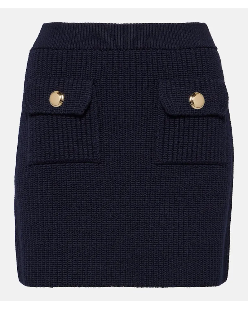 Miu Miu Minigonna in lana a coste Blu