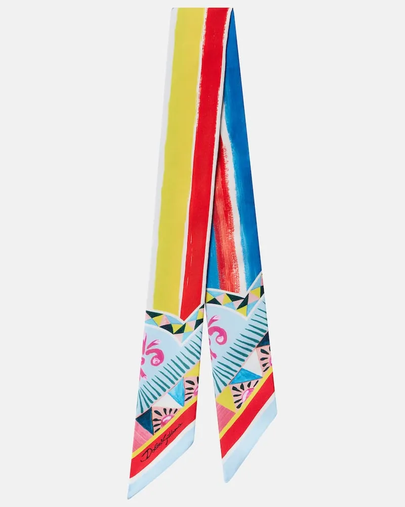 Dolce & Gabbana Sciarpa in twill di seta con stampa Multicolore