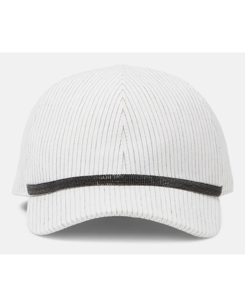 Brunello Cucinelli Cappello da baseball in lino e cotone Bianco