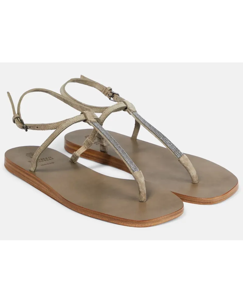 Brunello Cucinelli Sandali infradito in suede Beige