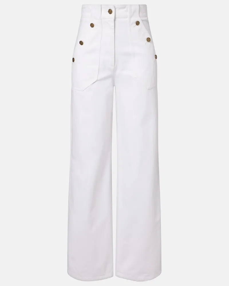 Max Mara Jeans a gamba larga e vita alta Bianco