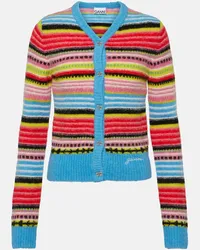 Ganni Cardigan in misto lana e alpaca a righe Multicolore