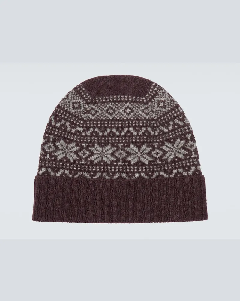 Eleventy Berretto Fair Isle in cashmere a intarsio Borgogna