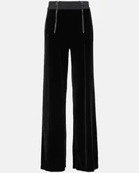 Tom Ford Pantaloni a gamba larga in velluto con zip Nero