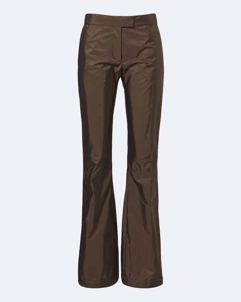 Miu Miu Pantaloni flared in tessuto tecnico Marrone