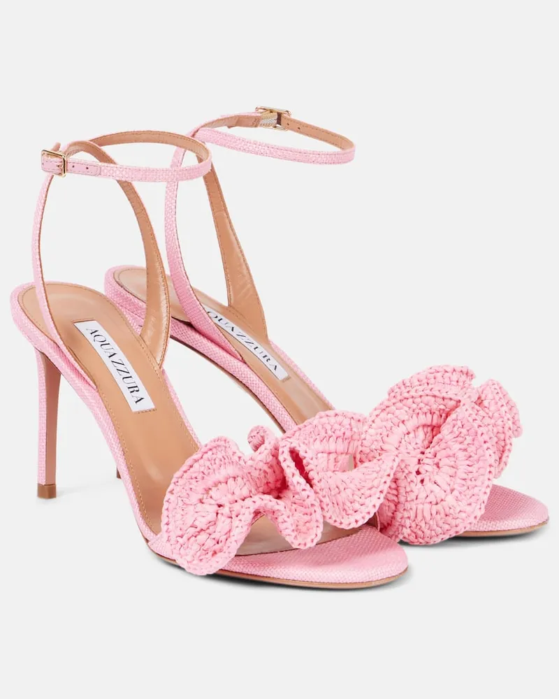 Aquazzura Sandali Noches Tropicales 85 in rafia Rosa