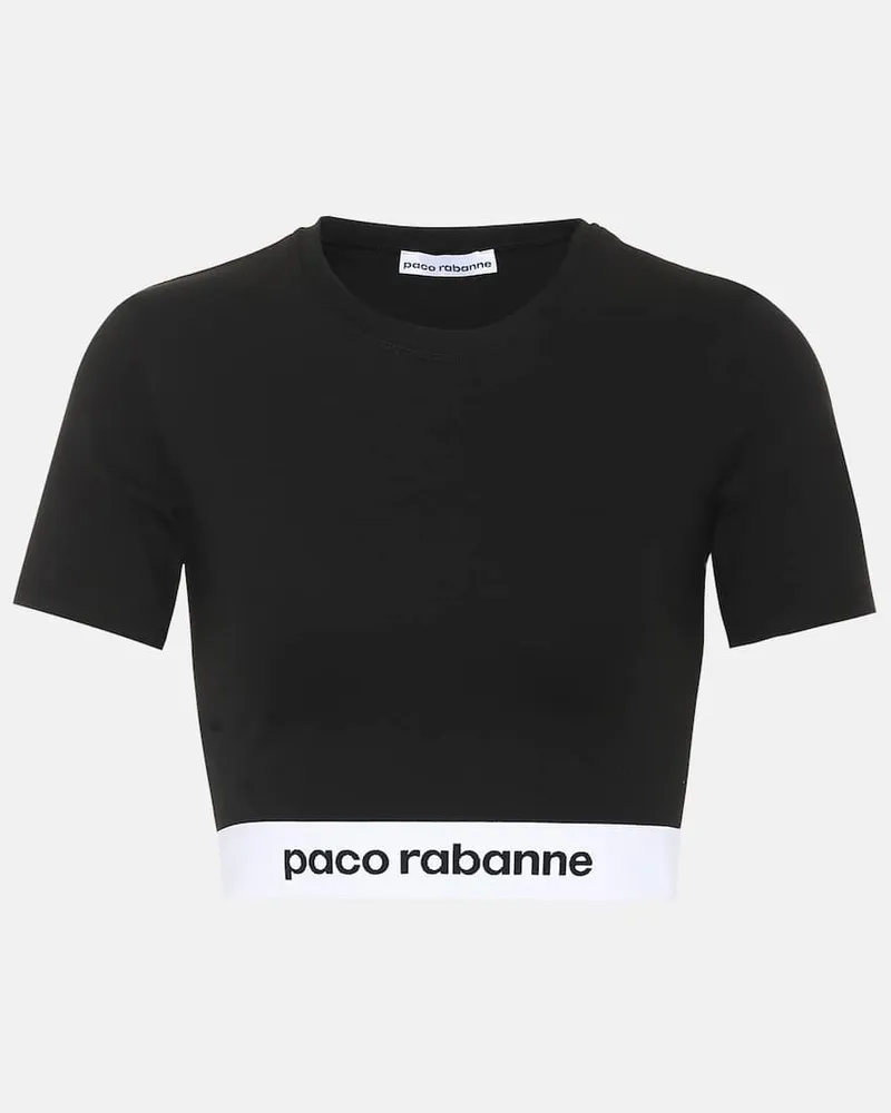 Paco Rabanne Top cropped in jersey stretch Nero