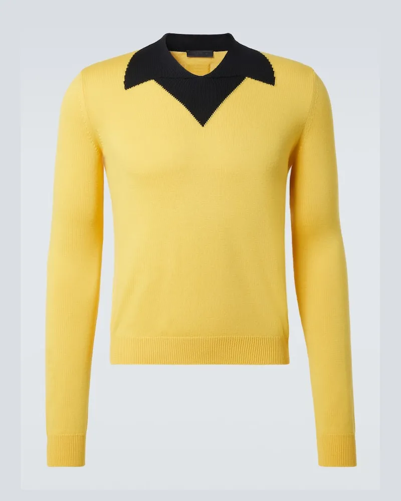 Prada Pullover in lana vergine trompe l'Åil Giallo