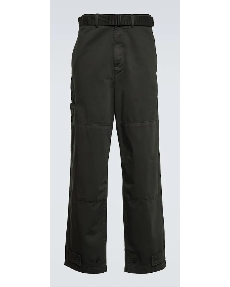 Christophe Lemaire Pantaloni in raso di cotone Verde