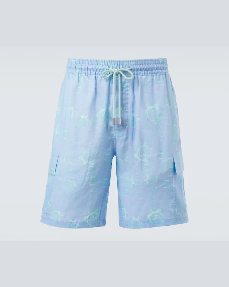 Vilebrequin Bermuda Baie in lino Blu