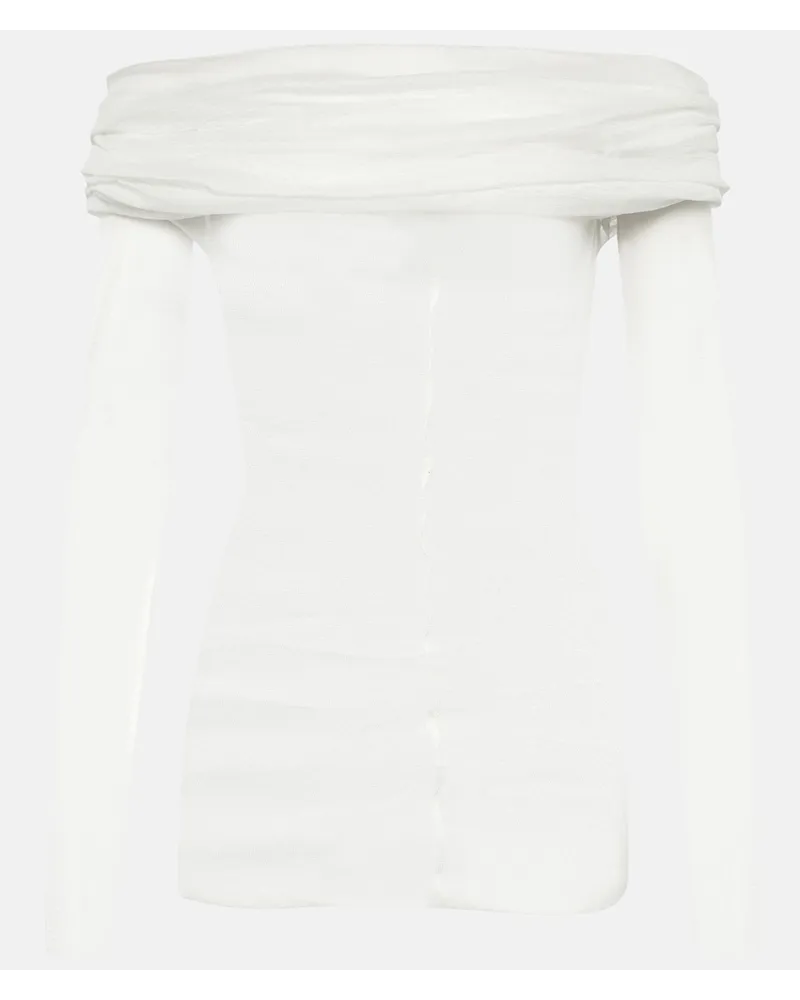 Christopher Esber Top in seta con scollo bardot Bianco