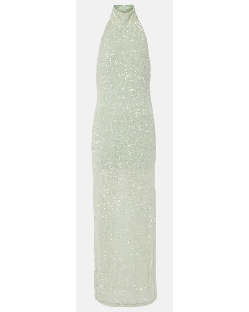 ROTATE Birger Christensen Abito lungo con paillettes Verde
