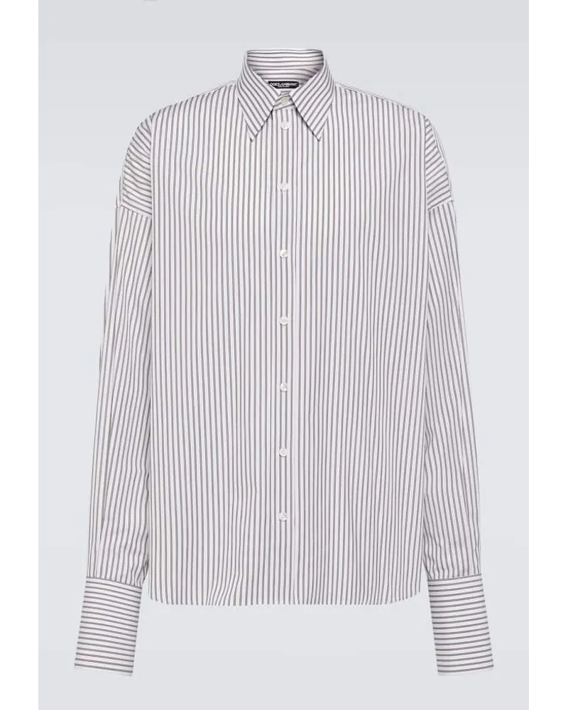 Dolce & Gabbana Camicia in popeline di cotone a righe Multicolore