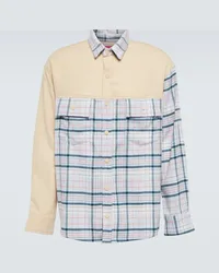 The Elder Statesman Camicia in lana, seta e cashmere a quadri Blu