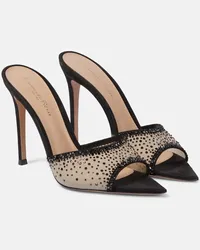 Gianvito Rossi Sandali Elle 115 in mesh con cristalli Nero