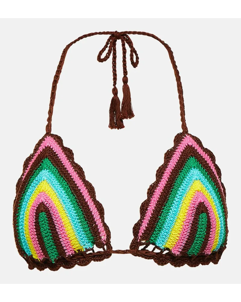 Anna Kosturova Top bikini in crochet a righe Multicolore