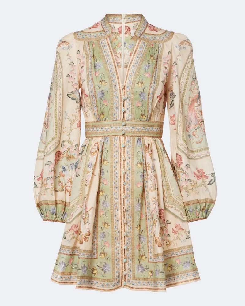 Zimmermann Abito corto Roselight in lino Verde