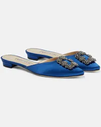 Manolo Blahnik Mules Hangisimuflat in raso Blu