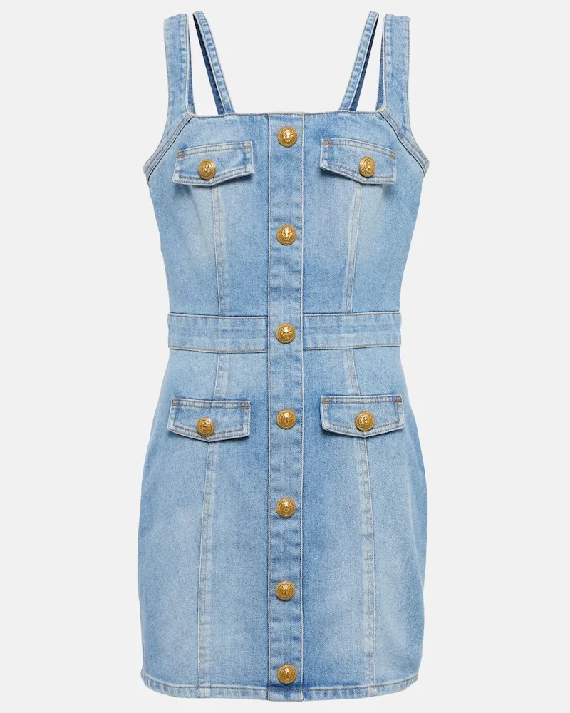 Balmain Miniabito in denim con cut-out Blu