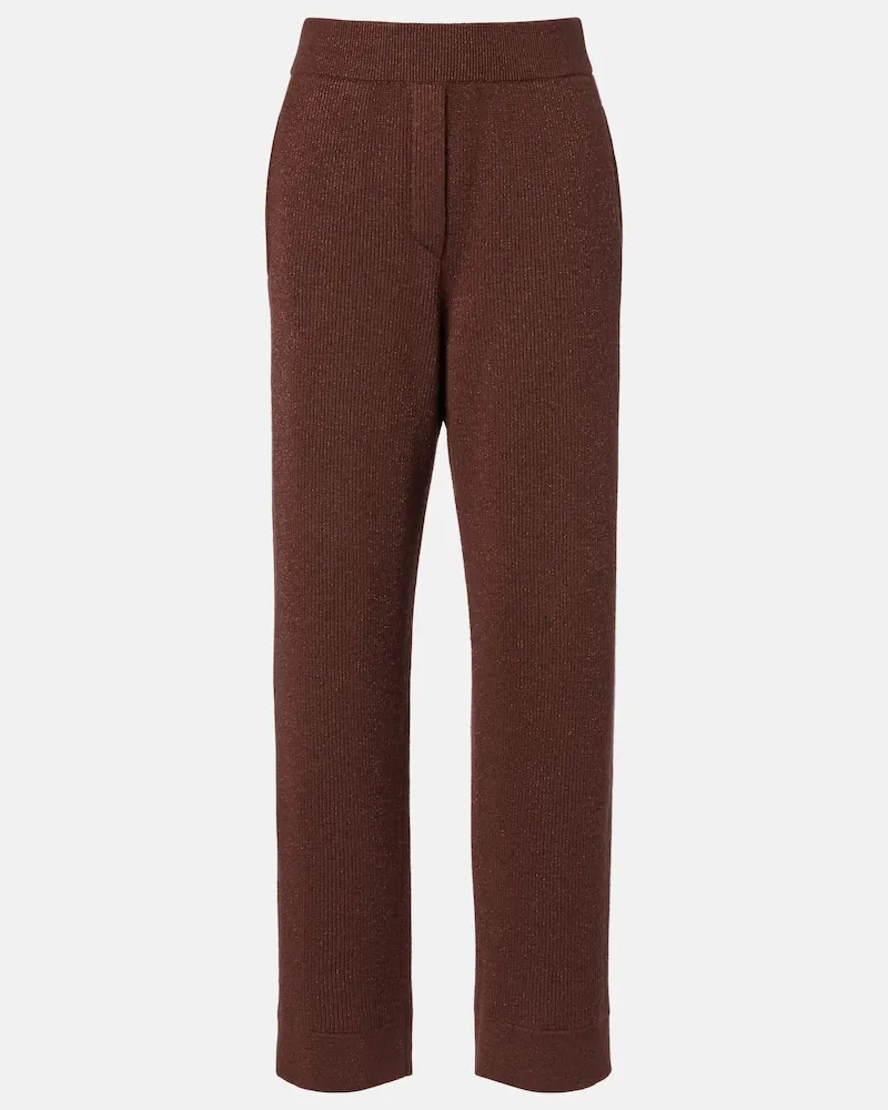 Brunello Cucinelli Pantaloni regular in misto cashmere Marrone