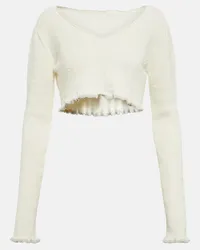 Jacquemus Top cropped Santon in misto lino Bianco