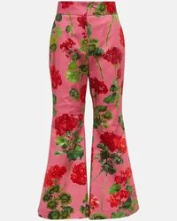 Oscar de la Renta Pantaloni flared in misto cotone Rosso