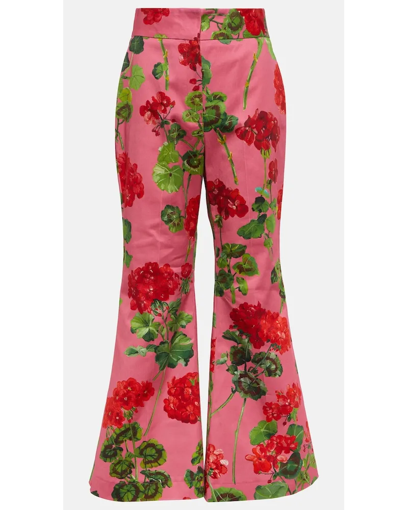 Oscar de la Renta Pantaloni flared in misto cotone Rosso