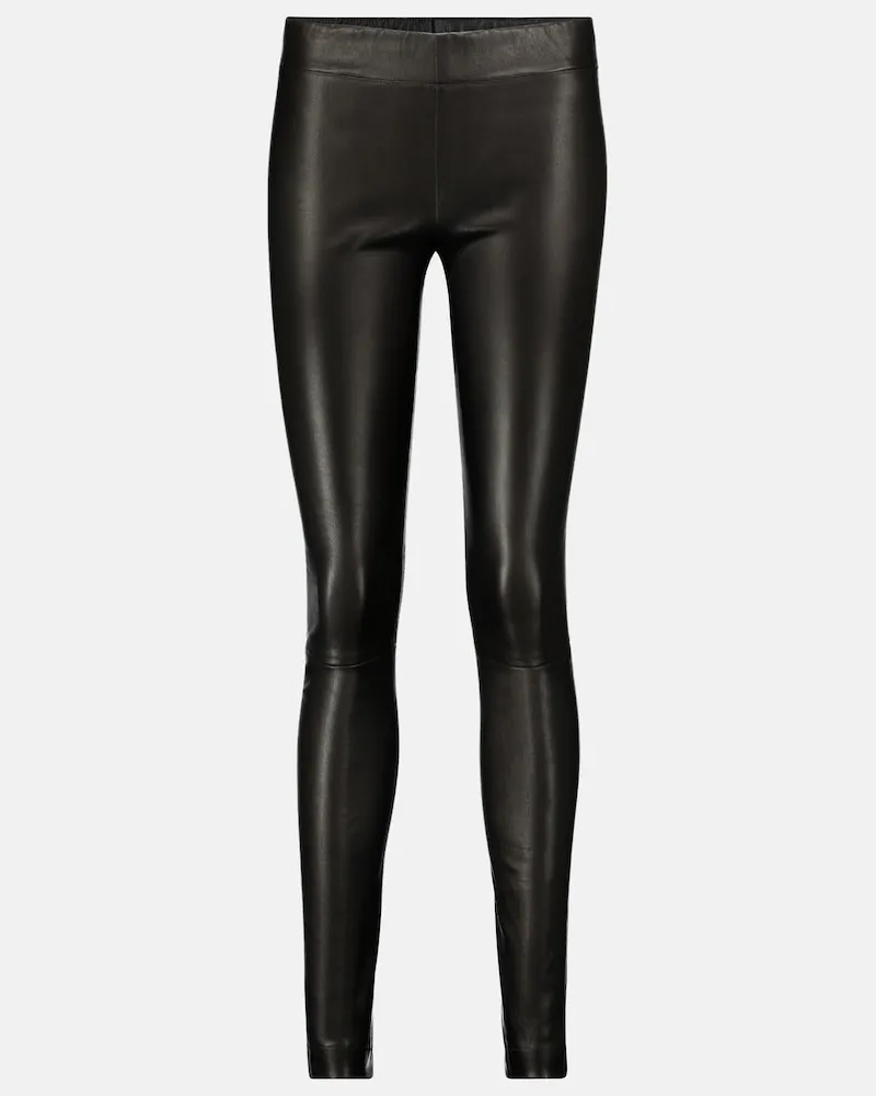 The Row Leggings Moto in pelle Nero