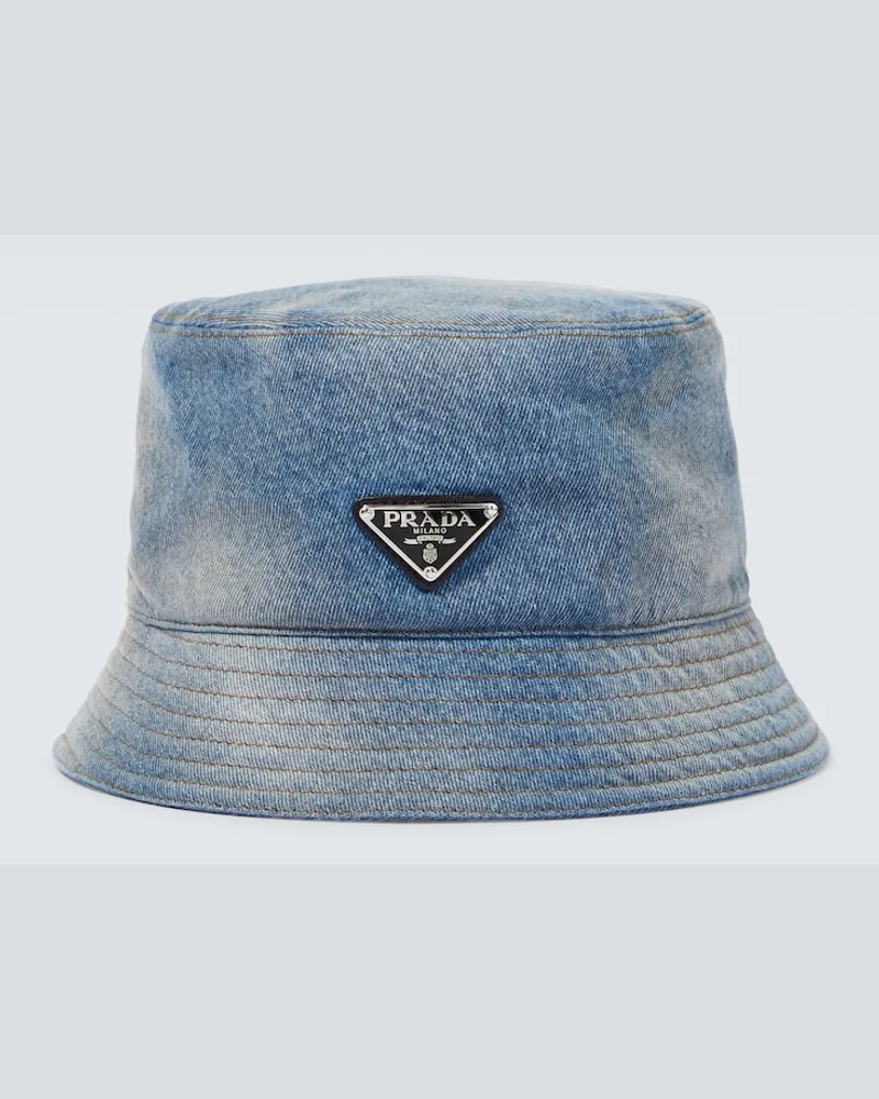 Prada Cappello da pescatore in denim Blu